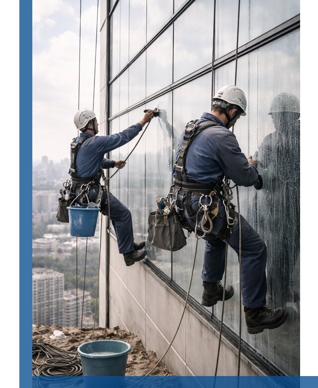 Профессиональная мойка фасадных окон альпинистами в Ухте