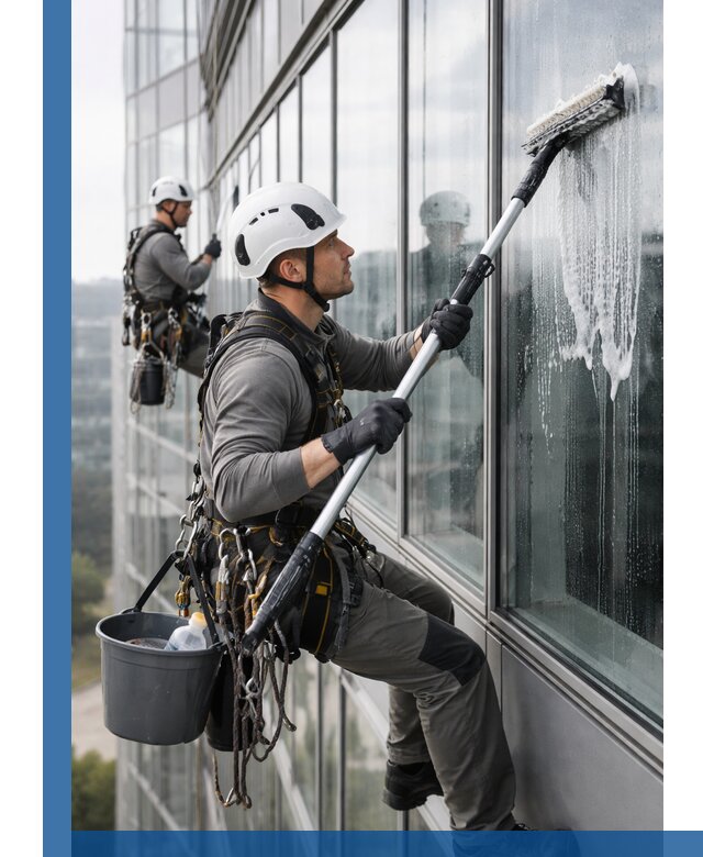 Высотная мойка сплошного остекления с выездом в Ухте