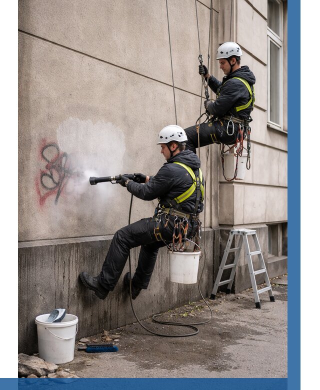 Удаление граффити с фасада в Ухте от 4556 р. | ВЫСОТНИК-Хта