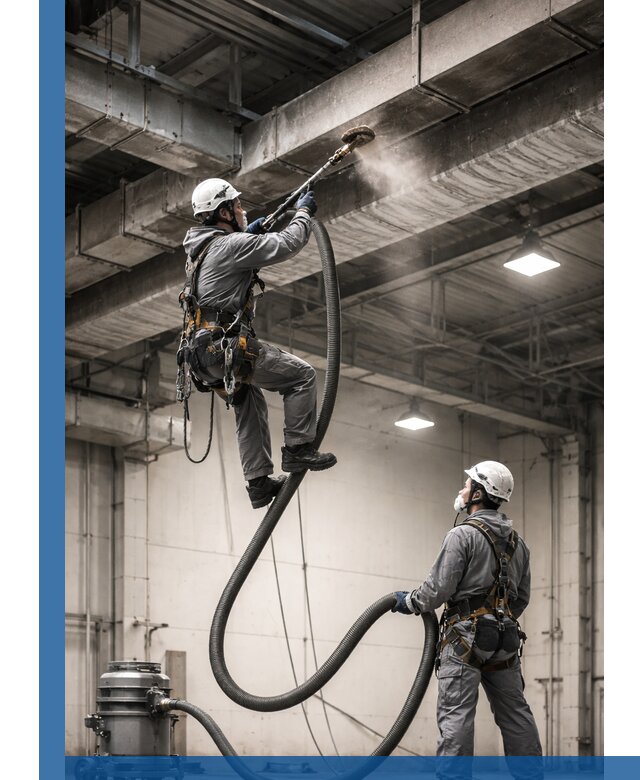 Обеспыливание потолочных конструкций в Ухте промышленным альпинизмом