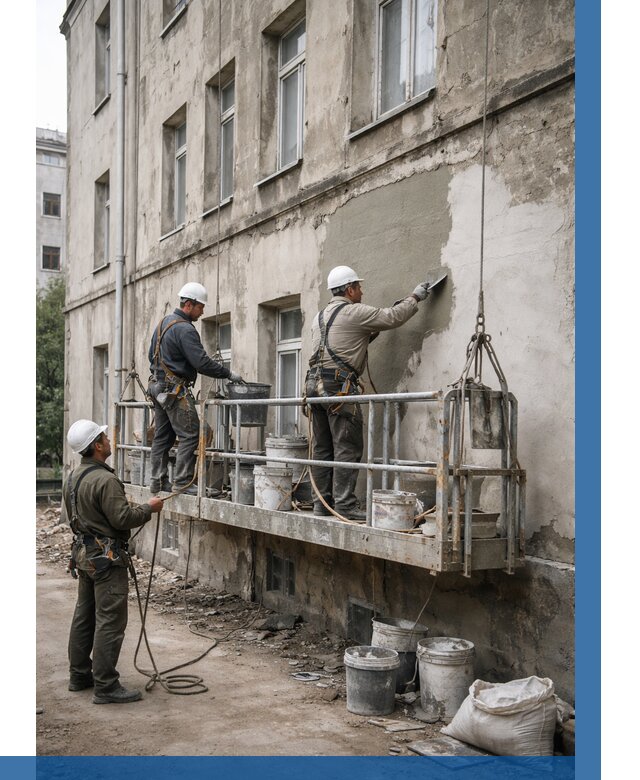 Капитальный ремонт фасада в Ухте от 4253 р. | ВЫСОТНИК-Хта