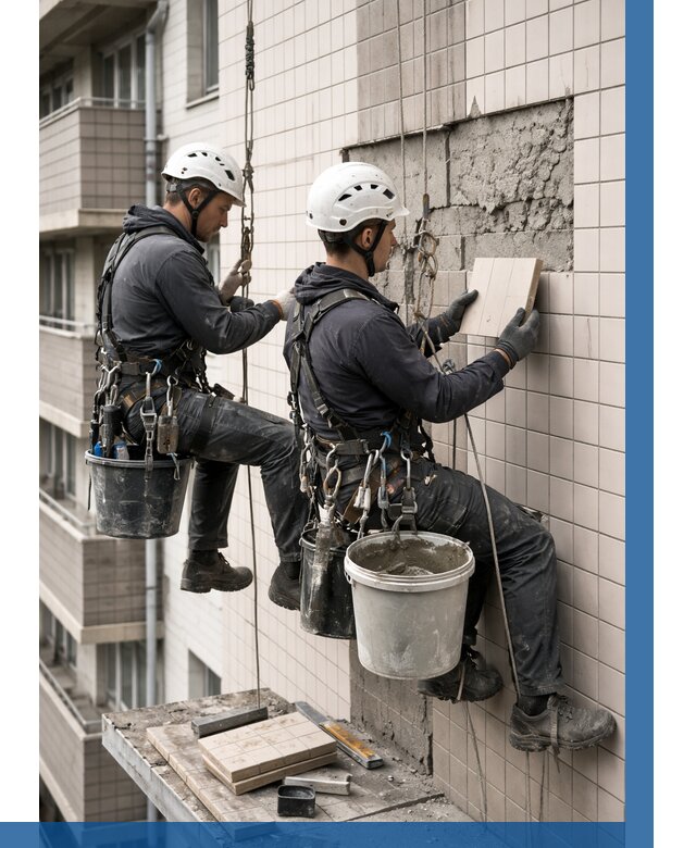 Ремонт облицовки фасада плиткой в Ухте от 1823 р. | ВЫСОТНИК-Хта