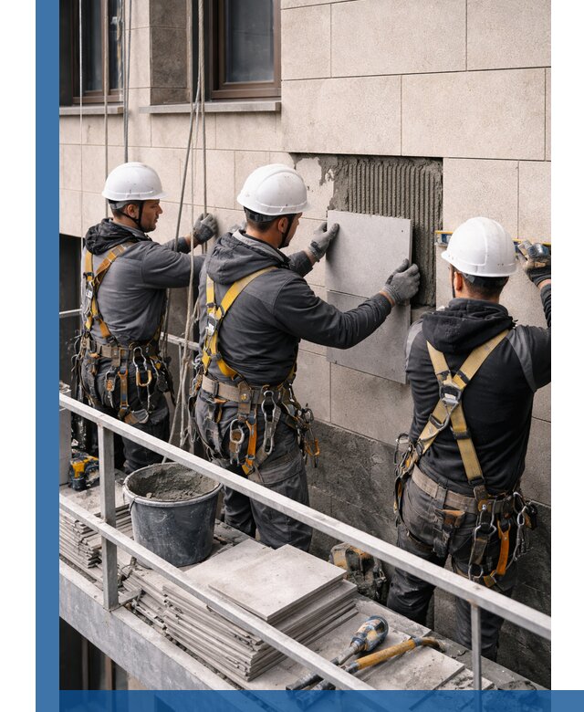 Ремонт облицовки фасада плиткой в Ухте с гарантией