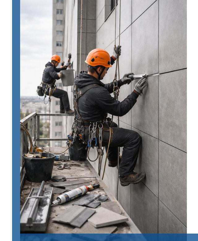 Профессиональный ремонт фасада из керамогранита в Ухте