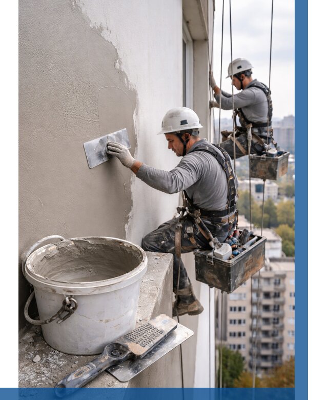 Шпаклевка фасада на высоте в Ухте от 709 р. | ВЫСОТНИК-Хта