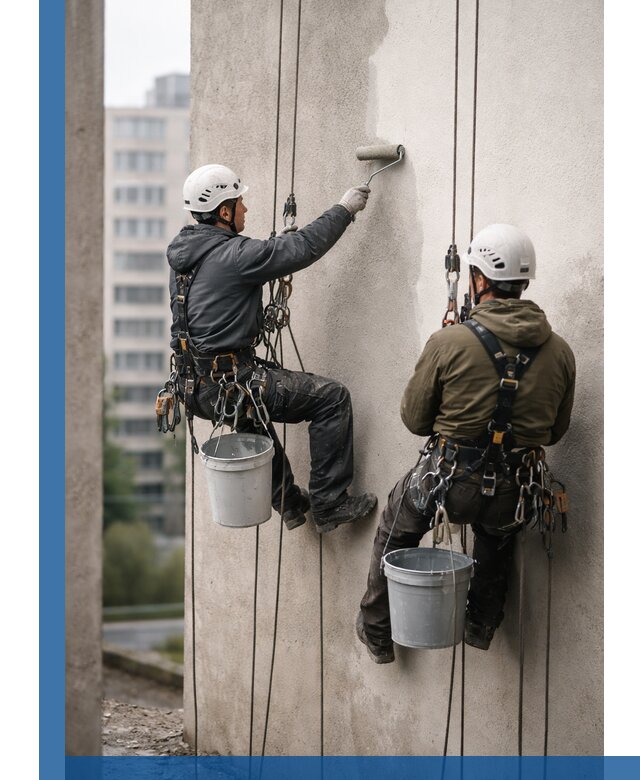 Покраска фасадов высотными альпинистами в Ухте с гарантией