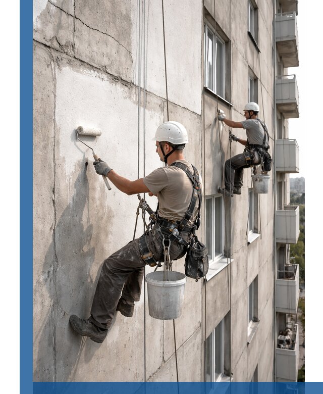 Покраска бетонного фасада в Ухте для жилых и промышленных объектов