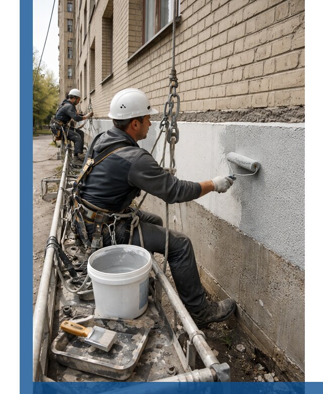 Окраска цоколя здания в Ухте профессионально и надежно