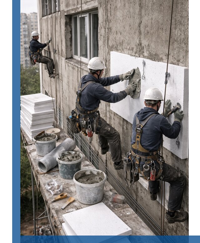 Утепление фасада пенополистиролом в Ухте под ключ