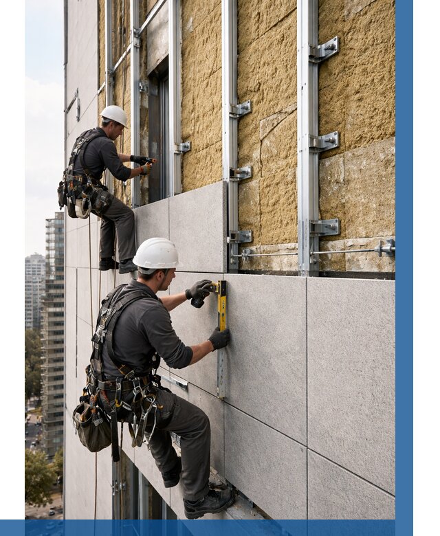 Монтаж вентилируемого фасада в Ухте от 3544 р. | ВЫСОТНИК-Хта