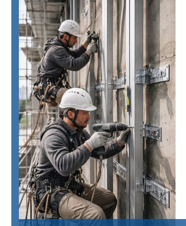 Монтаж и крепление подсистемы вентфасада в Ухте