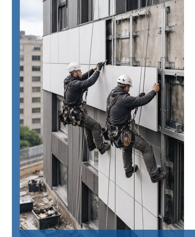 Монтаж композитных панелей фасада в Ухте под ключ