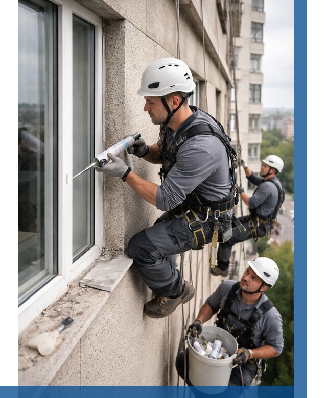 Герметизация оконных швов снаружи в Ухте от 1519 р. | ВЫСОТНИК-Хта