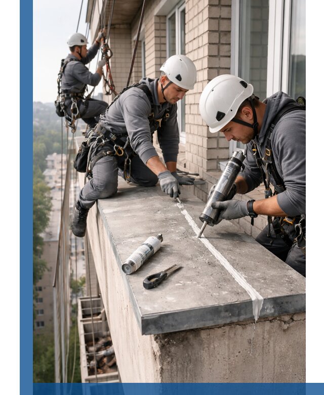 Герметизация балконного козырька в Ухте профессионально