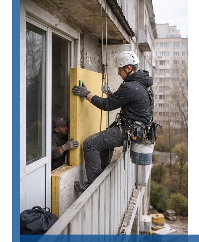 Профессиональное утепление балкона снаружи в Ухте под ключ