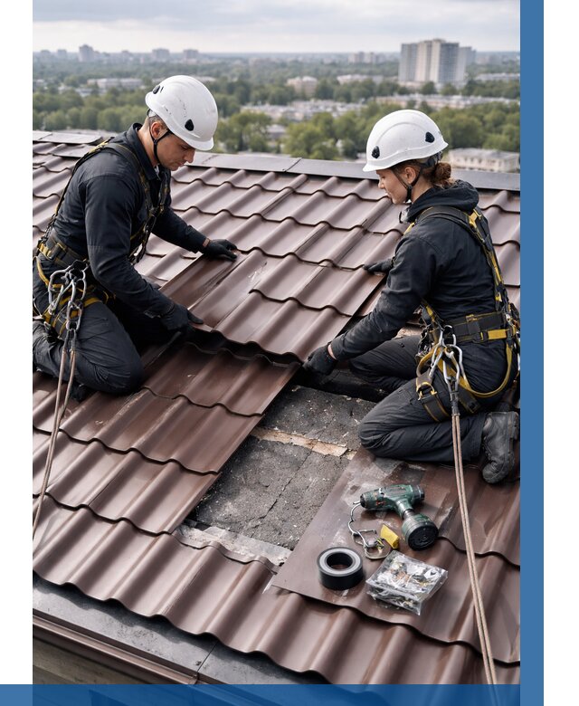 Ремонт металлочерепицы на крыше в Ухте от 911 р. | ВЫСОТНИК-Хта