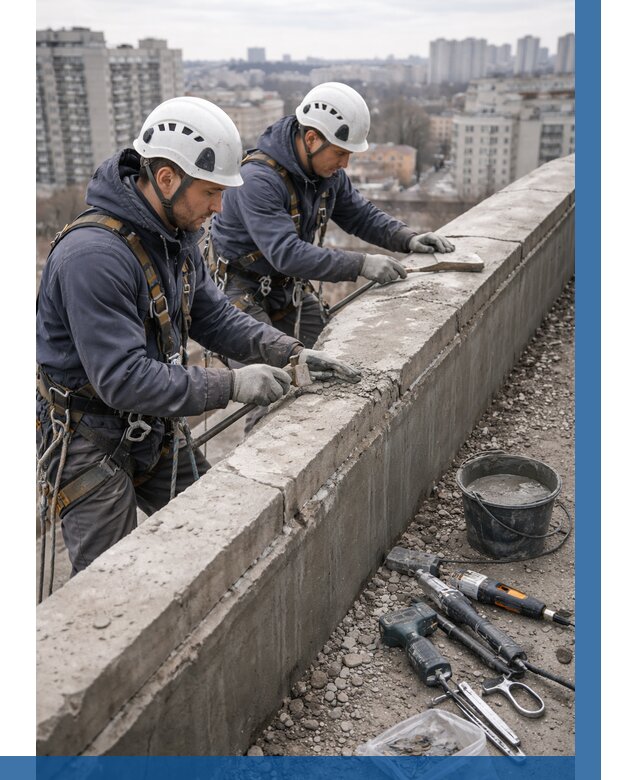 Ремонт парапета на кровле в Ухте от 1519 р. | ВЫСОТНИК-Хта