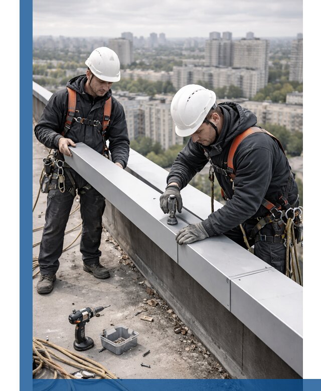 Монтаж парапетных крышек и ограждений кровли в Ухте