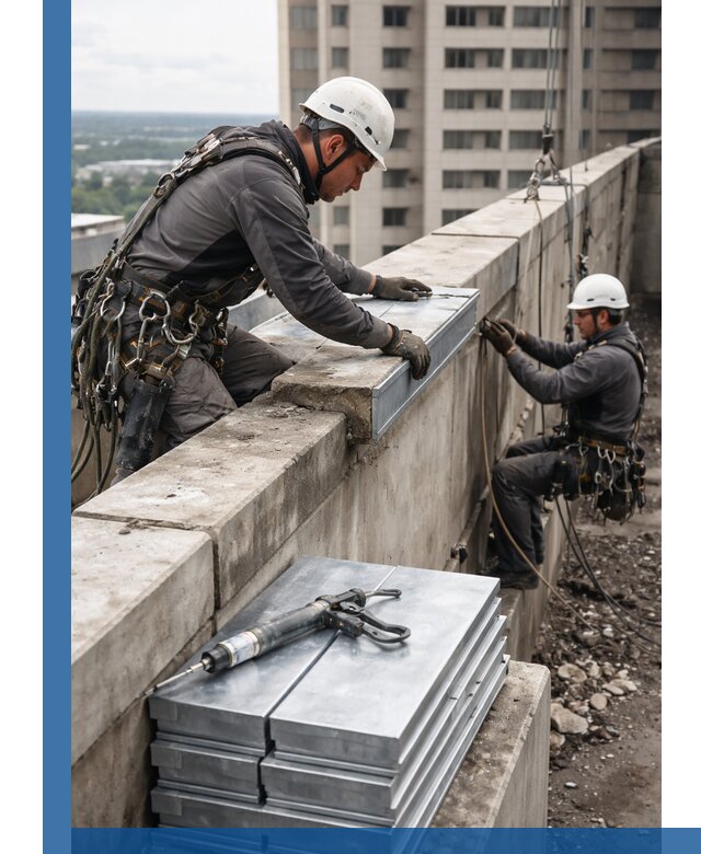 Замена парапетных крышек и установка новых в Ухте