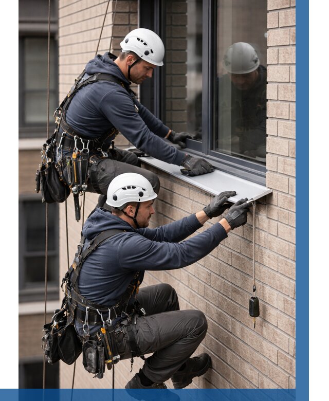 Монтаж оконных отливов под ключ в Ухте от 3544 р. | ВЫСОТНИК-Хта