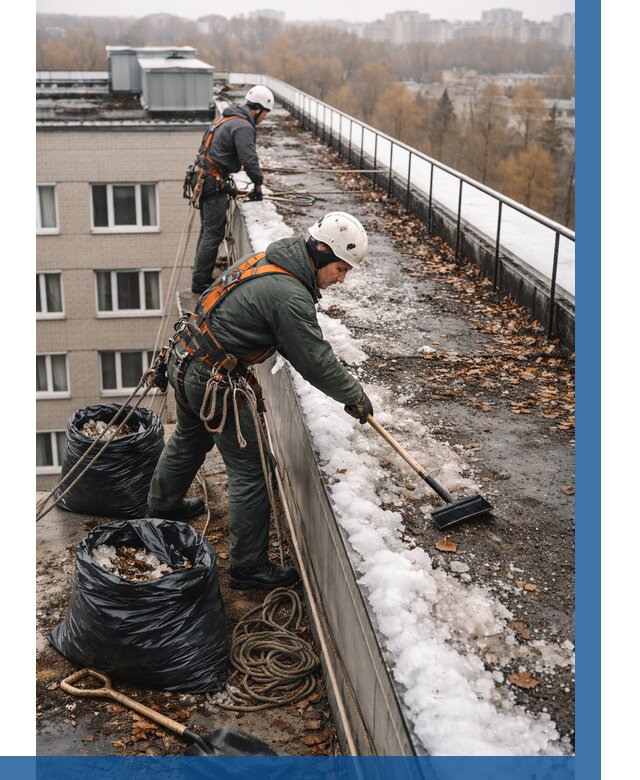 Очистка кровли по периметру в Ухте от 557 р. | ВЫСОТНИК-Хта