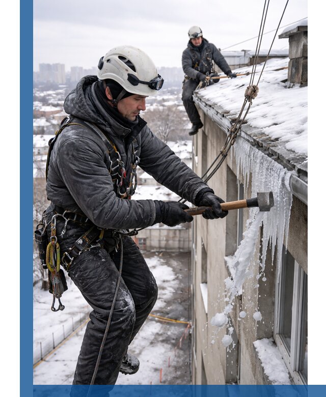 Сбивание и удаление сосулек с крыши в Ухте безопасно