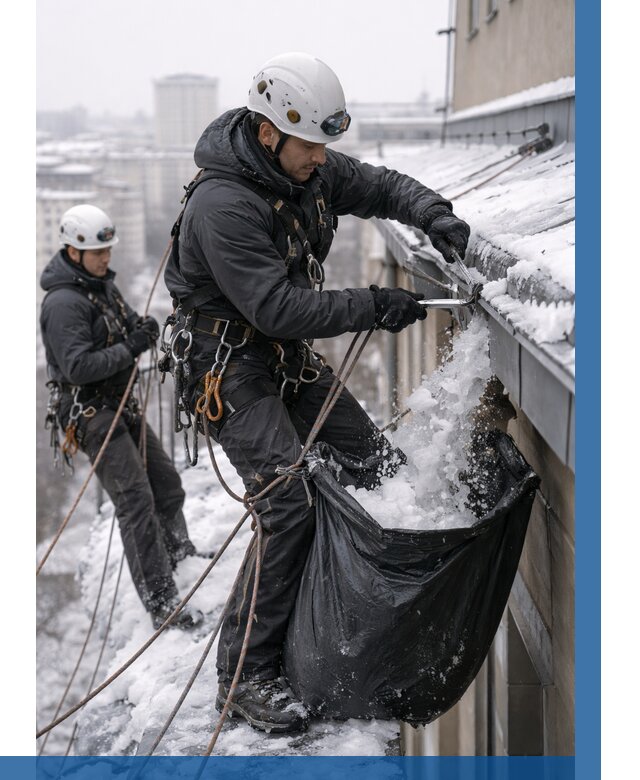 Аварийная очистка крыши в Ухте под ключ от 304 р. | ВЫСОТНИК-Хта