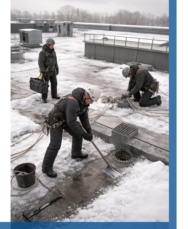 Абонентское обслуживание кровли зимой в Ухте от 8100 р. | ВЫСОТНИК-Хта