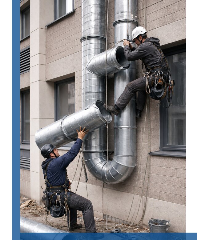 Монтаж фасадных воздуховодов в Ухте с герметизацией и крепежом