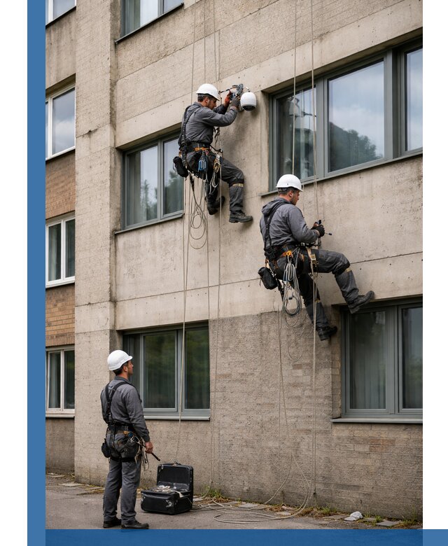 Монтаж фасадных камер видеонаблюдения в Ухте под ключ