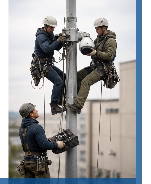 Установка видеокамер на мачте в Ухте от 8606 р. | ВЫСОТНИК-Хта