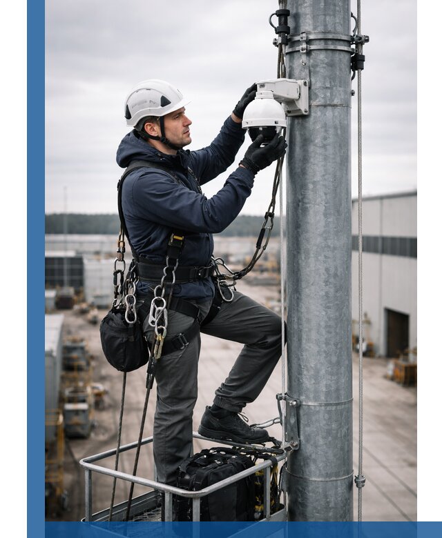 Профессиональная установка видеокамер на мачте в Ухте