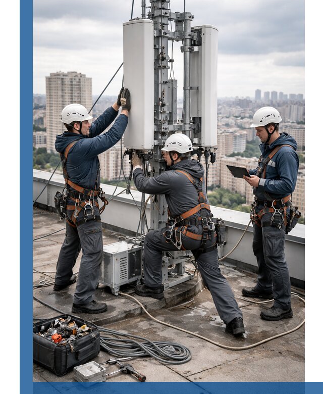 Монтаж антенн связи на крыше в Ухте с вводом в эксплуатацию