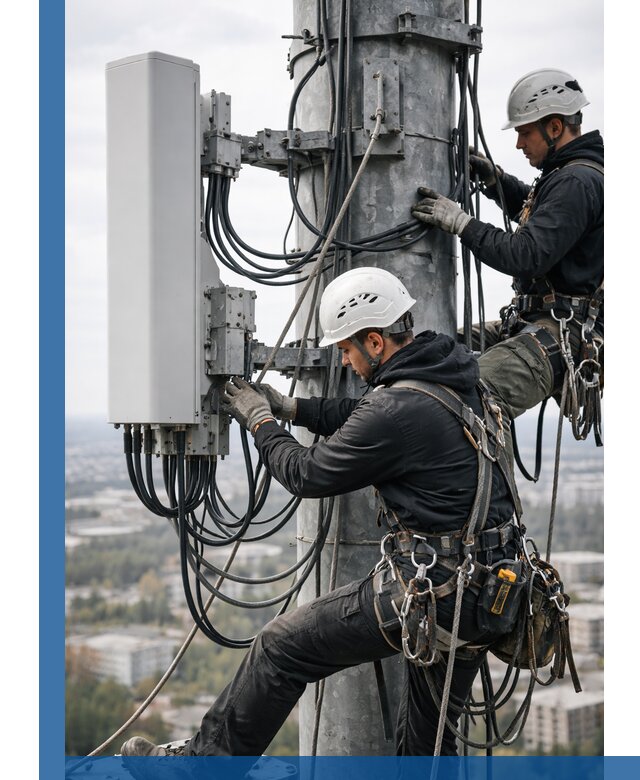 Монтаж оборудования связи на мачте в Ухте с пусконаладкой