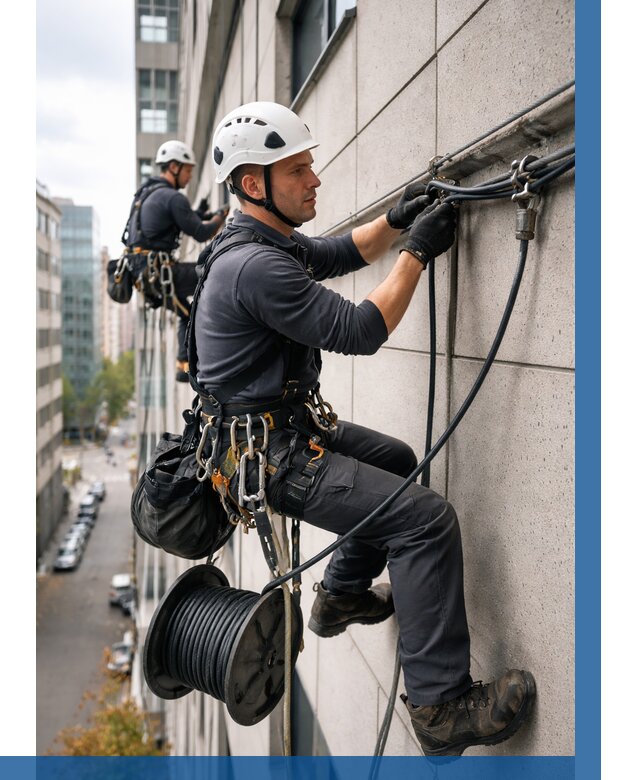 Прокладка кабеля по фасаду в Ухте от 354 р. | ВЫСОТНИК-Хта