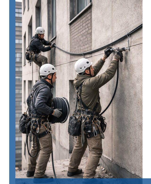 Прокладка кабеля по фасаду в Ухте, профессиональный монтаж