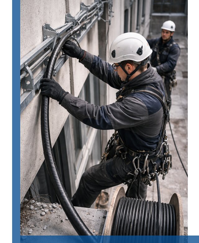 Протяжка кабеля питания на высоте в Ухте с гарантией безопасности и качества