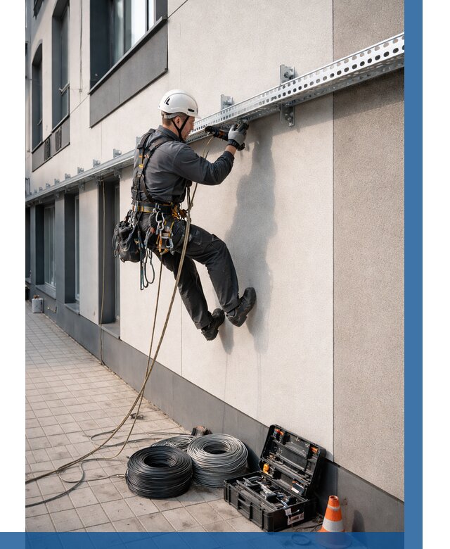 Монтаж кабельных лотков на фасаде в Ухте от 1215 р. | ВЫСОТНИК-Хта