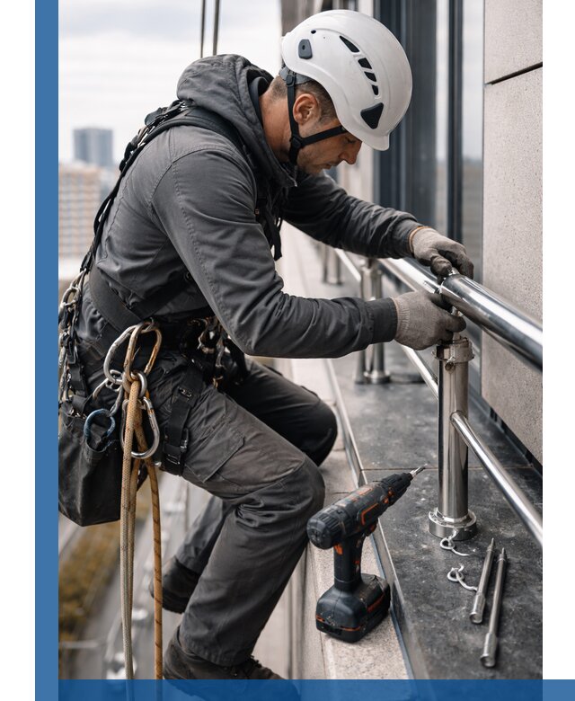 Монтаж ограждений на высоте в Ухте для зданий и конструкций