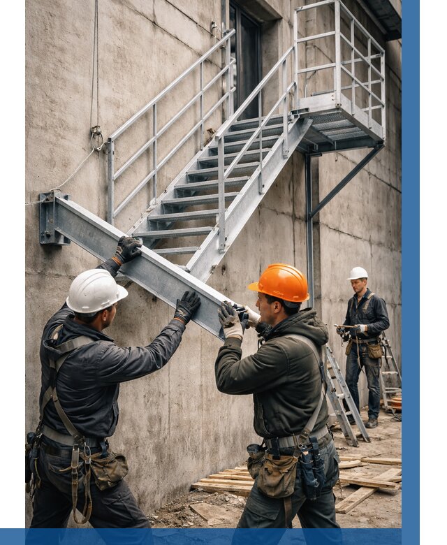 Монтаж металлических лестниц в Ухте от 15188 р. | ВЫСОТНИК-Хта