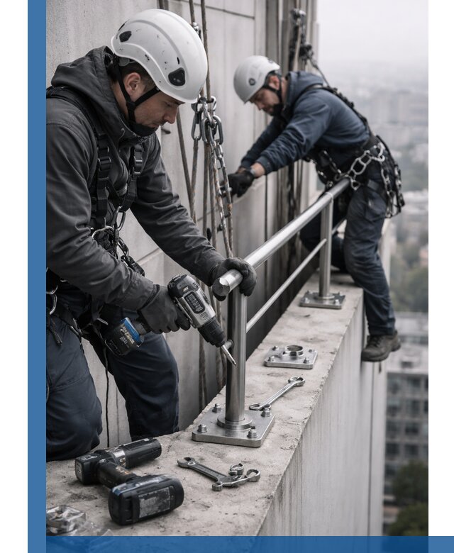 Монтаж перил на высоте в Ухте для жилых и промобъектов