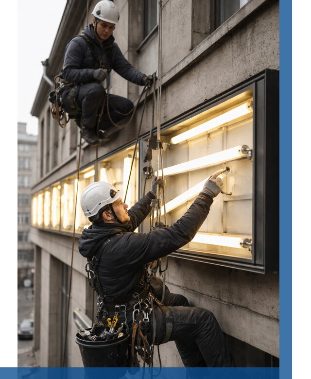 Замена ламп в вывеске в Ухте под ключ от 3544 р. | ВЫСОТНИК-Хта