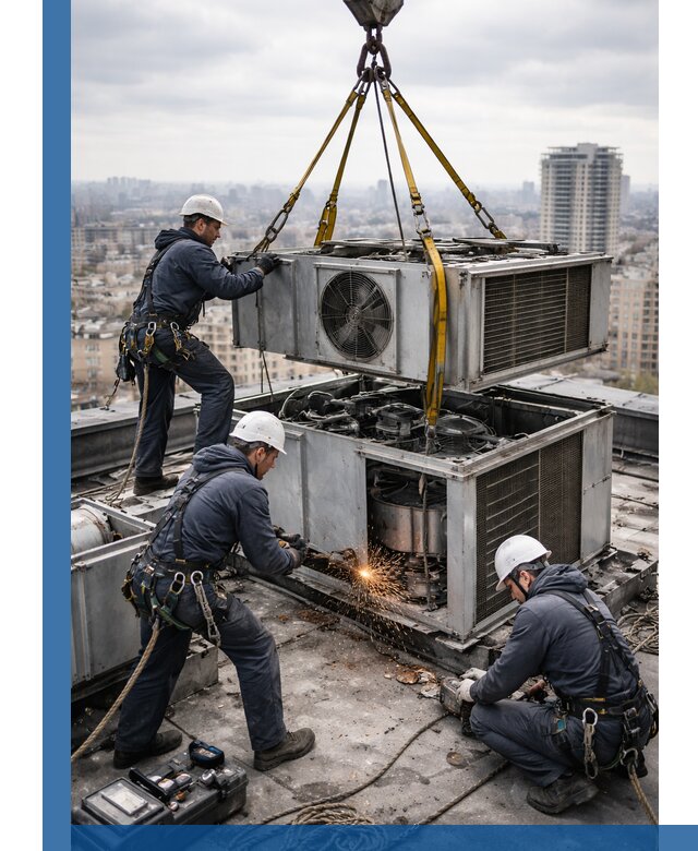 Демонтаж крышной установки в Ухте любой сложности