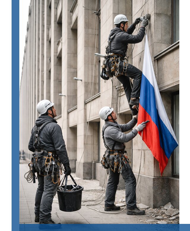 Профессиональная установка флагов на фасаде в Ухте