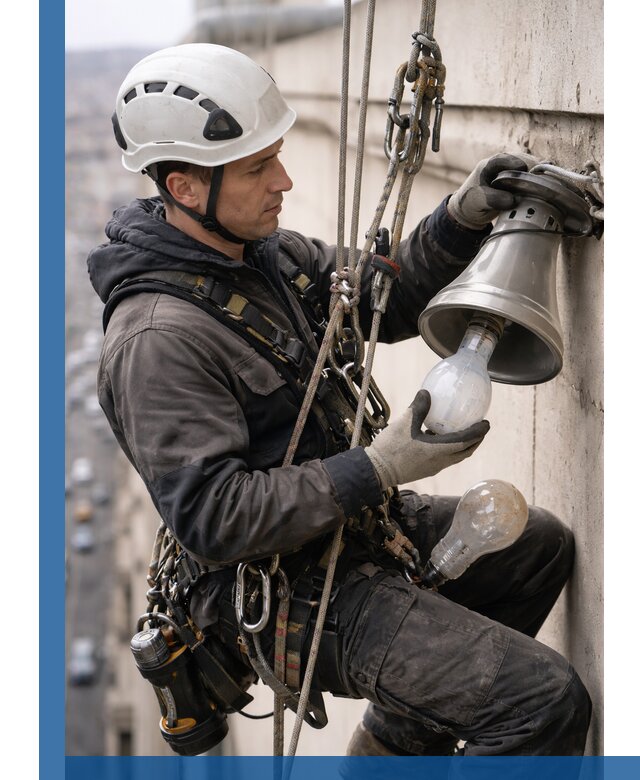 Замена ламп на высоте в Ухте профессионально и быстро