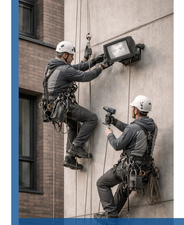 Профессиональный монтаж фасадных прожекторов в Ухте под ключ