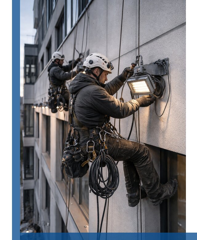 Монтаж фасадного освещения в Ухте установка и подключение