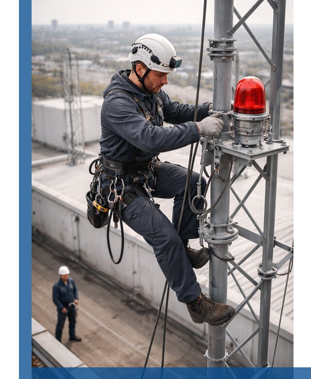 Монтаж заградительных огней и обслуживание объектов в Ухте