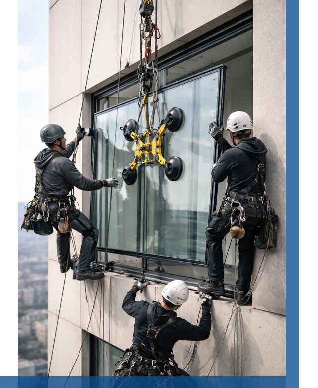 Монтаж стеклопакетов на высоте в Ухте от 3240 р. | ВЫСОТНИК-Хта