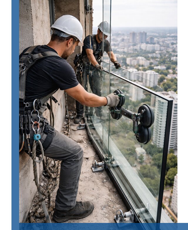 Монтаж стеклянных ограждений под ключ с гарантией в Ухте